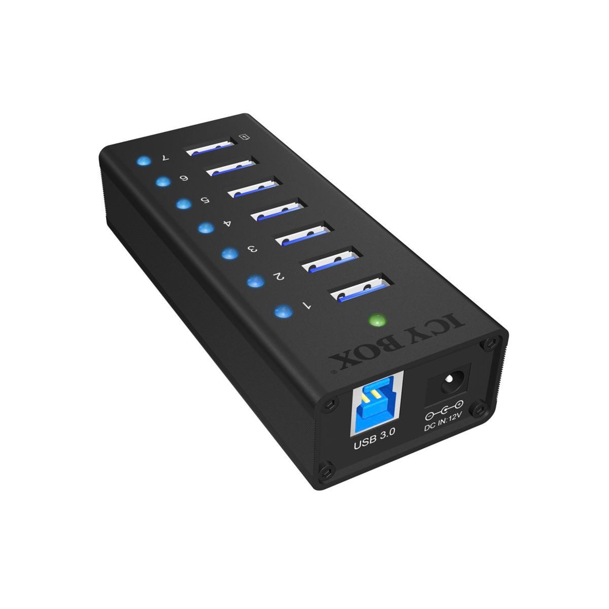 ICY BOX IB-AC618 7-Port USB 3.0 Hub Aluminium Netzwerk-Switch