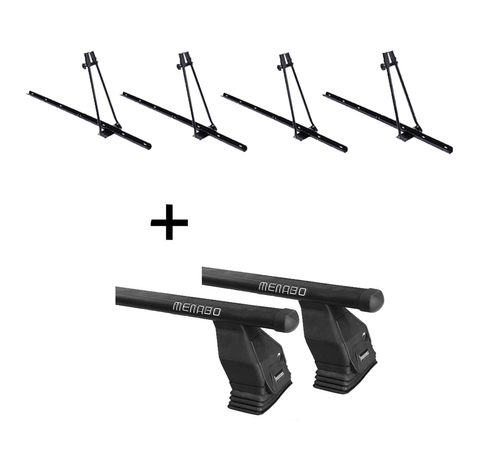 VDP Dachträger (Für Ihren Bmw Serie 3 (G20) (4 Türer) ab 19, Fahrradträger und Dachträger im Set), 4x Fahrradträger ORION + Stahl Dachträger Menabo Tema kompatibel mit Bmw Serie 3 (G20) (4 Türer) ab 19