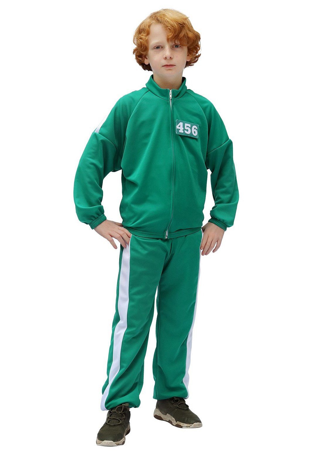 Metamorph Kostüm Korean Game Teilnehmer - Halloween Kostüm Junge, Der markante grüne Trainingsanzug der Teilnehmer des koreanischen Tod