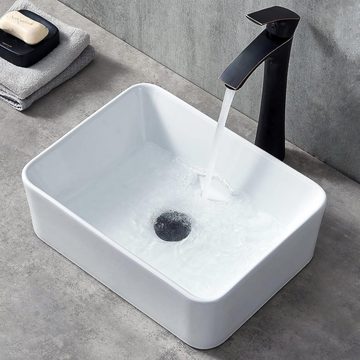 YOLEO Waschbecken Mini Aufsatzwaschbecken Keramik für Badezimmer Waschtisch 40x30 cm