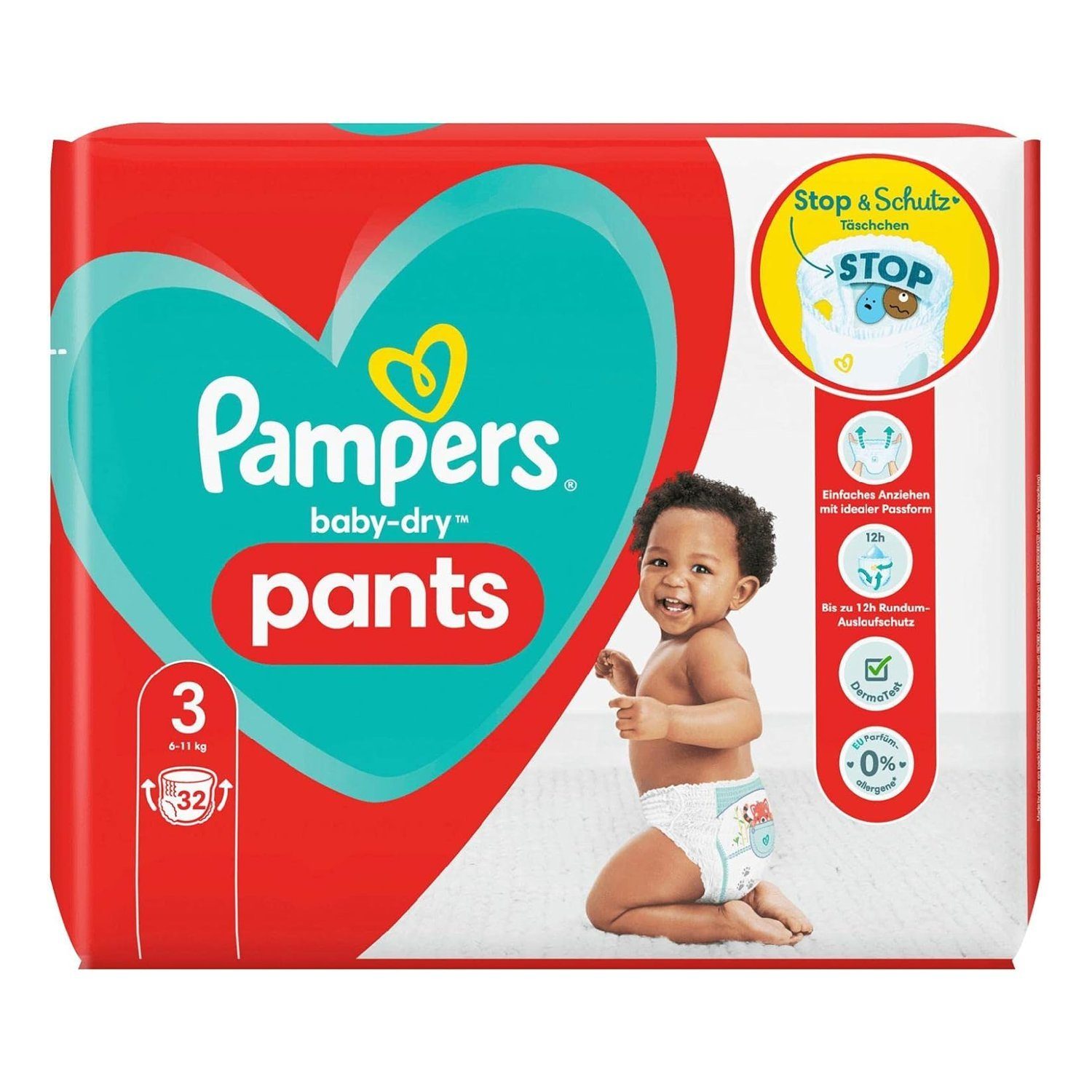 Pampers Windeln Pampers Baby-Dry Pants Größe 3 6-11kg Höschenwindeln 32 Stück Einfache