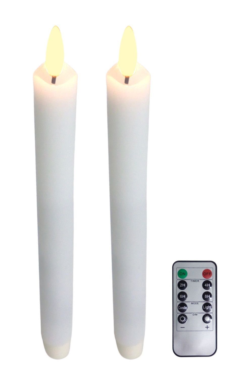 Tafelkerze LED Wachs Tischkerzen 2er-Set warmweiß 24,5cm Tafelkerzen Spitzkerzen