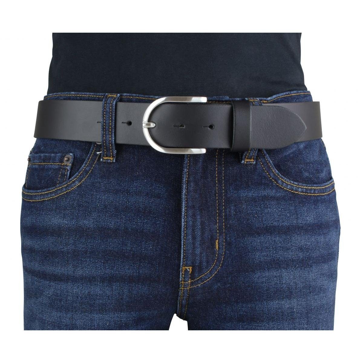 für - BELTINGER Jeans-Gürtel Silber Damen 100% 40mm cm Leder Marine, aus Ledergürtel Damen-Gürtel 4 echtem