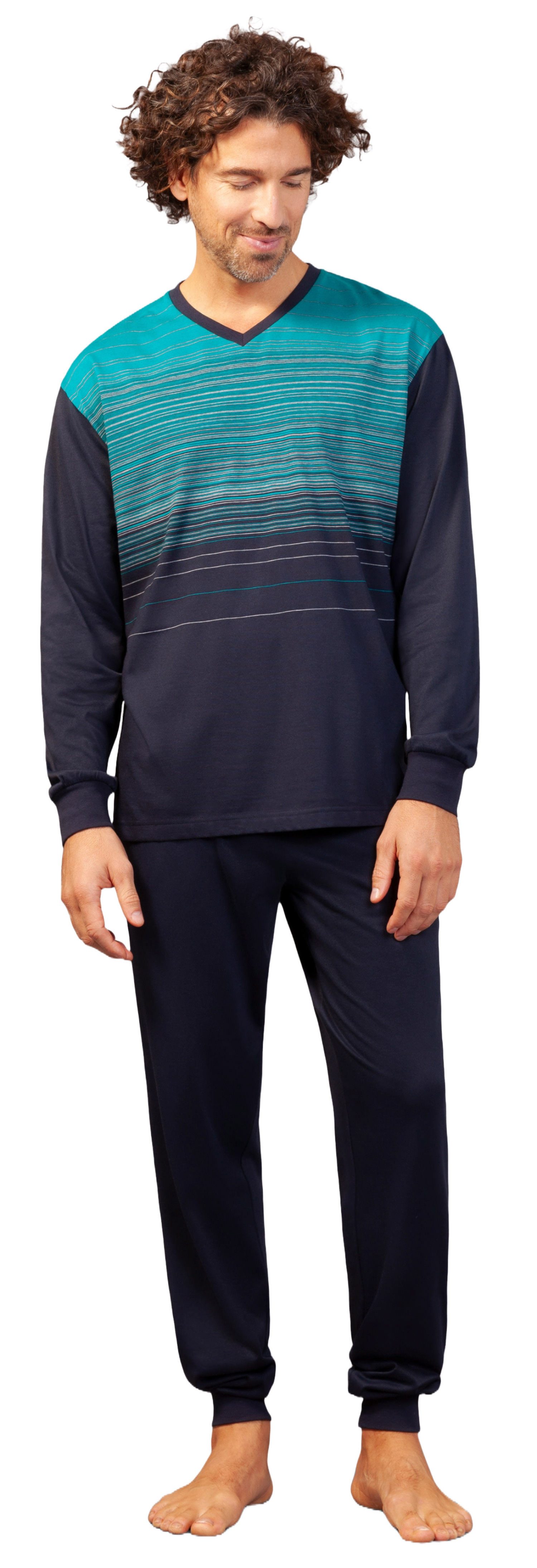 Hajo Schlafanzug Herren Pyjama lang mit Bündchen (2 tlg) Klima Komfort günstig online kaufen