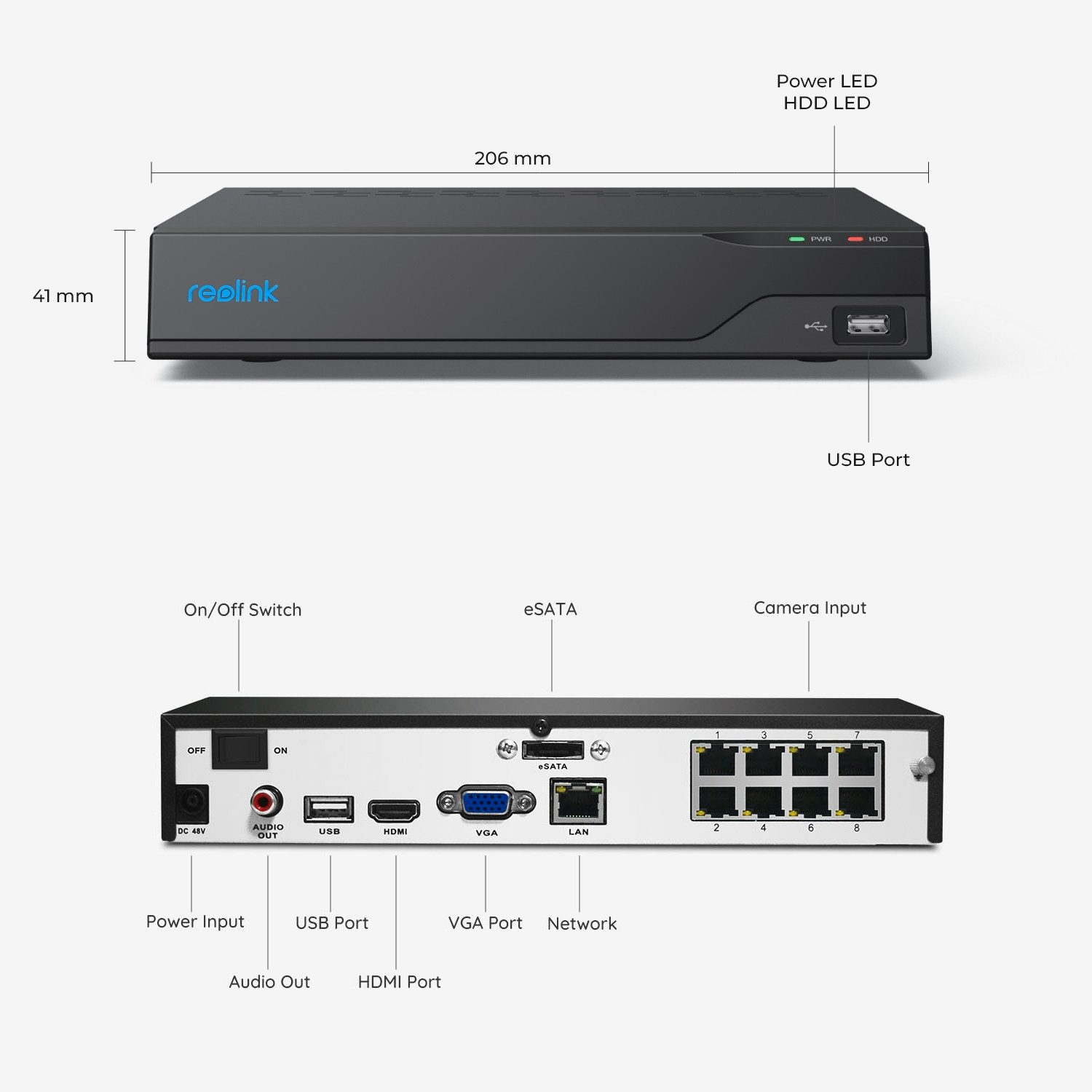 Reolink NVS8 NVR 8-Kanal PoE Smart-KI mit 2 TB Festplatte Smart-Home-Zubehör, 24/7 kontinuierliche Aufzeichnung
