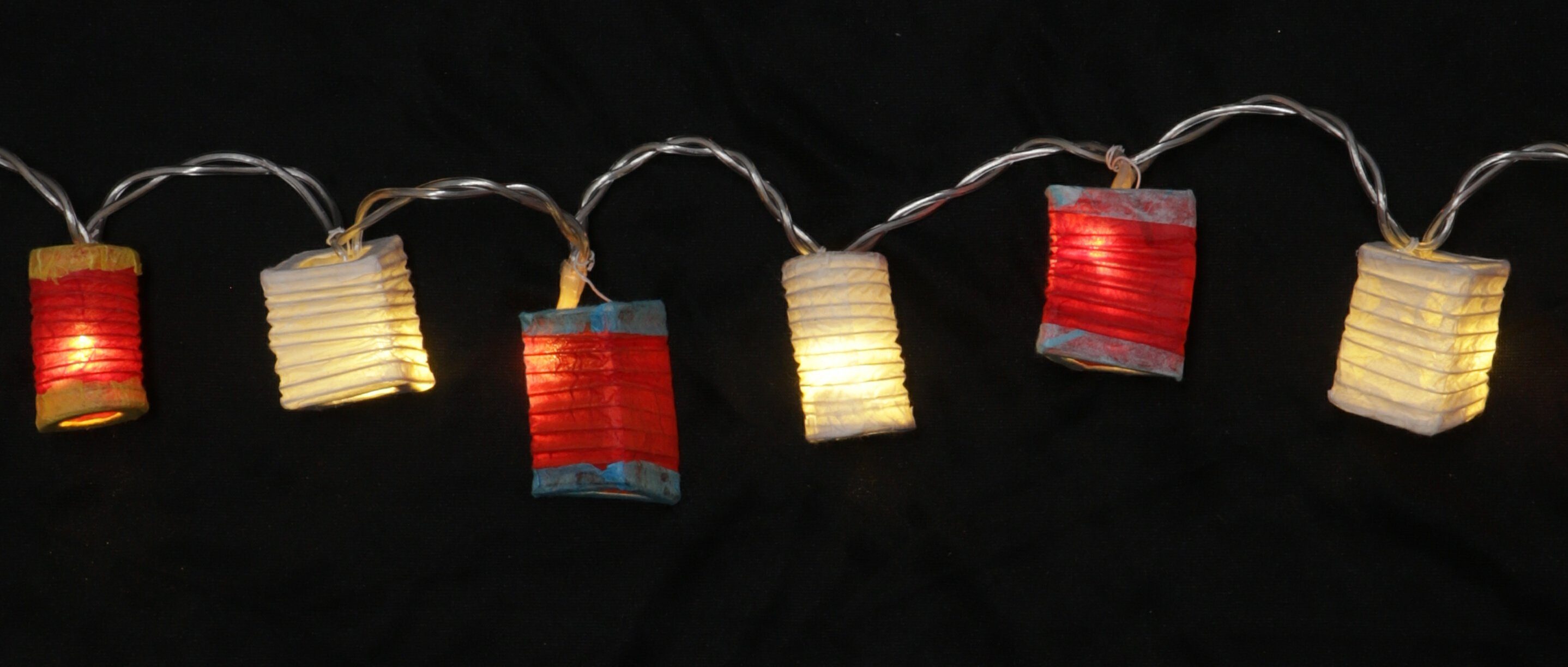 Guru-Shop LED-Lichterkette 20`er LED Lichterkette Lampions - mix rot/weiß