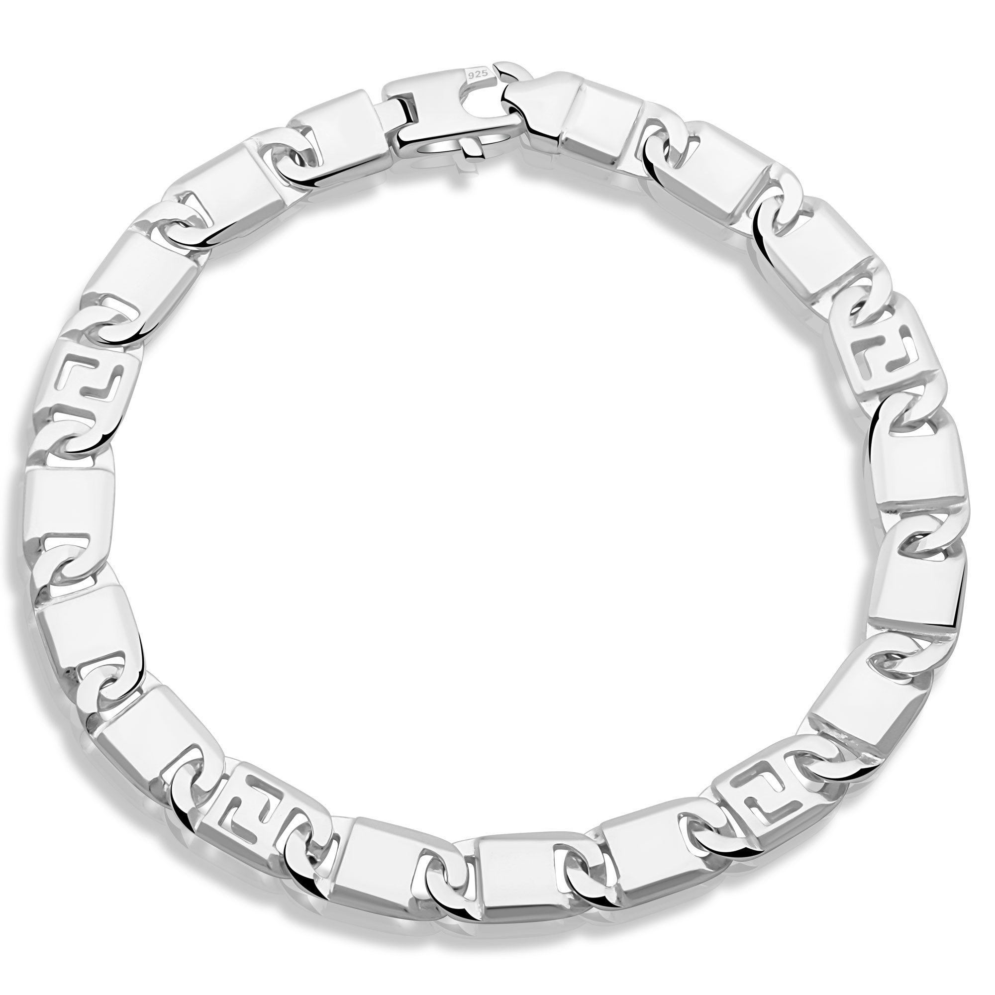 Tony Fein Armband Griechisches Armband 7mm 925er Sterling Silber Massiv Hochglanzpoliert