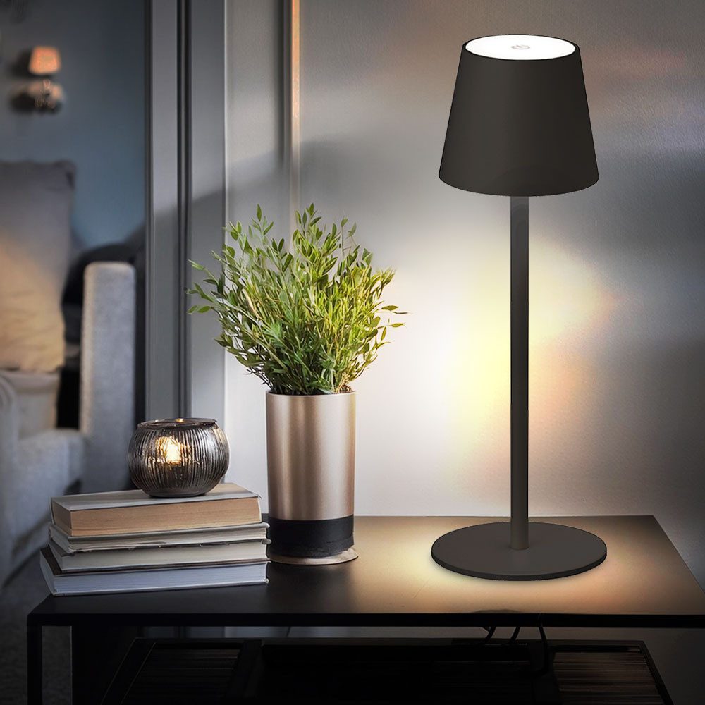 FISCHER & HONSEL LED Tischleuchte, LED-Leuchtmittel fest verbaut, Warmweiß, Tischleuchte Schreibtischlampe LED Touchdimmer Akku schwarz