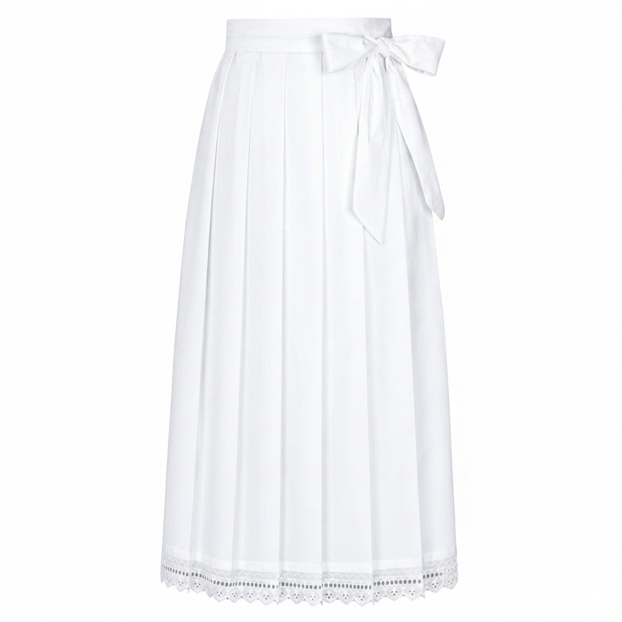 German Wear Dirndlschürze GW1600-3 weiß, Lange Dirndlschürze Weiß 90 cm aus Baumwolle