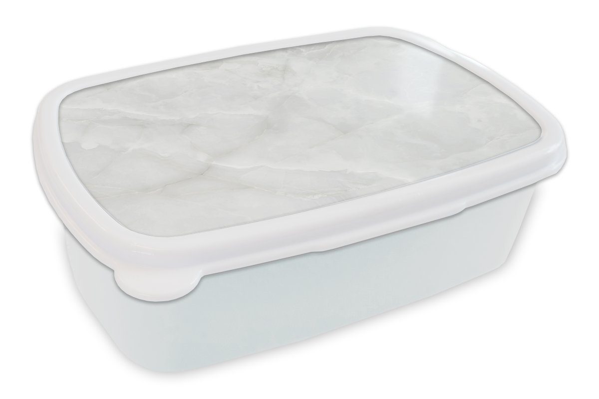 MuchoWow Lunchbox Marmor - Weiß - Chic, Kunststoff, (2-tlg), Brotbox für Kinder und Erwachsene, Brotdose, für Jungs und Mädchen