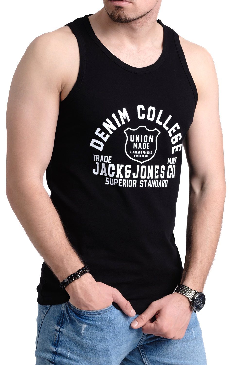 Jack & Jones Tanktop in Unifarbe, Rundhalsausschnitt