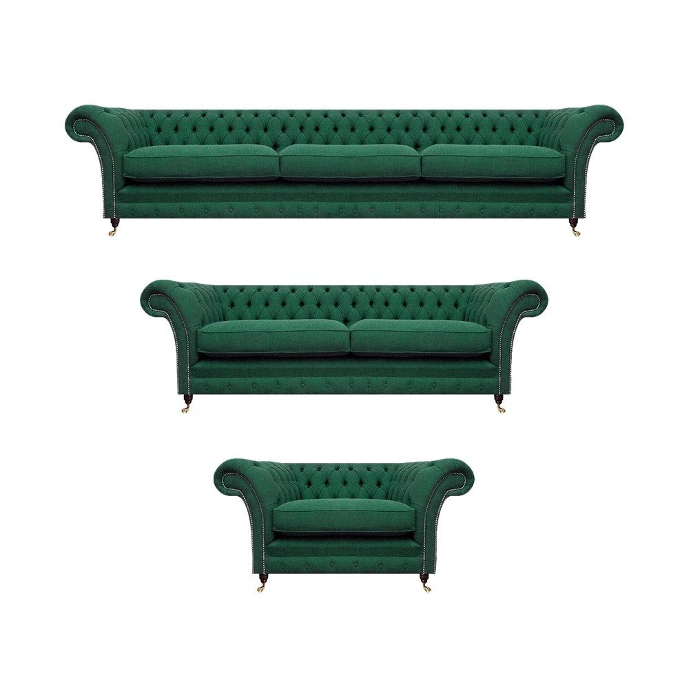 JVmoebel Chesterfield-Sofa Luxus Polstermöbel im Chesterfield-Stil, hochwertiges Leder, 3 Teile, Made in Europa