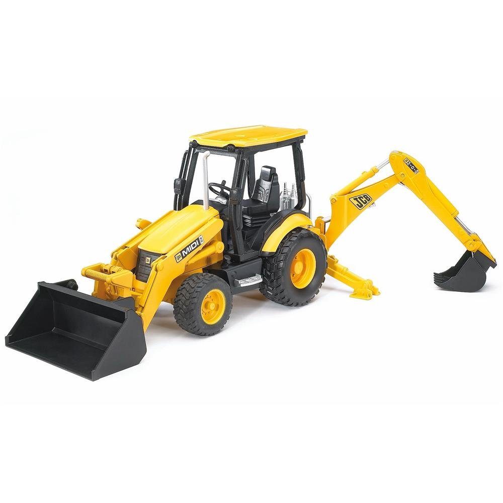 Bruder® Spielzeug-Bagger JCB MIDI CX Baggerlader, Baufahrzeug für Drinnen  und Draußen, Kinder Baumaschine, Gelb