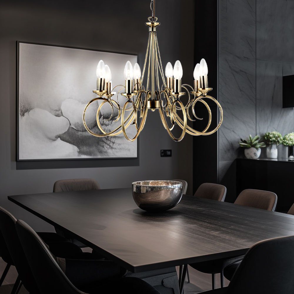 GLOBO LIGHTING Kronleuchter, Leuchtmittel inklusive, Warmweiß, Kronleuchter Decken Pendel Lüster Alt Messing Wohn Zimmer