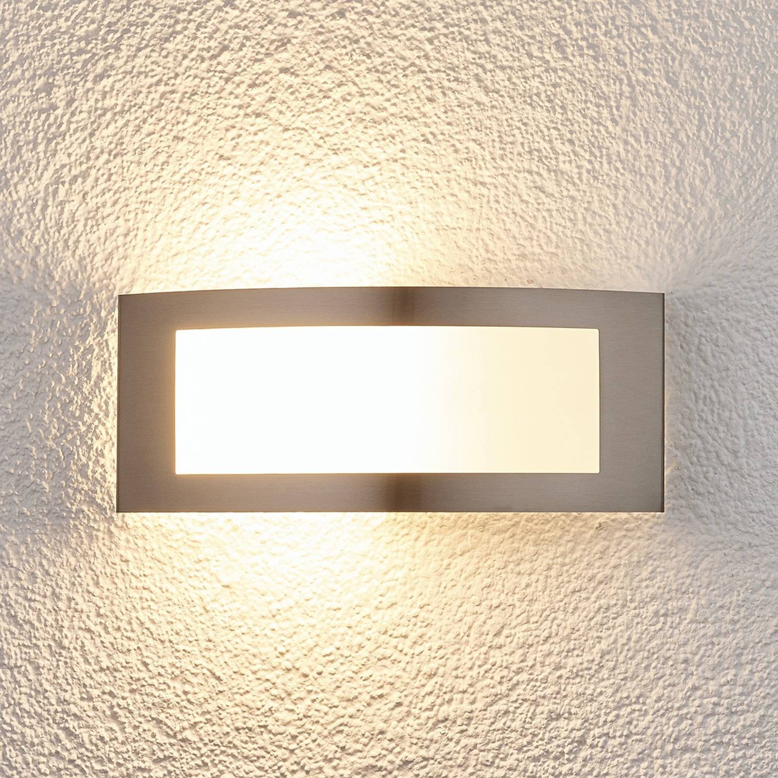 Lindby Außen-Wandleuchte Raja, Edelstahl Alu IP44, 1 x 14 W
