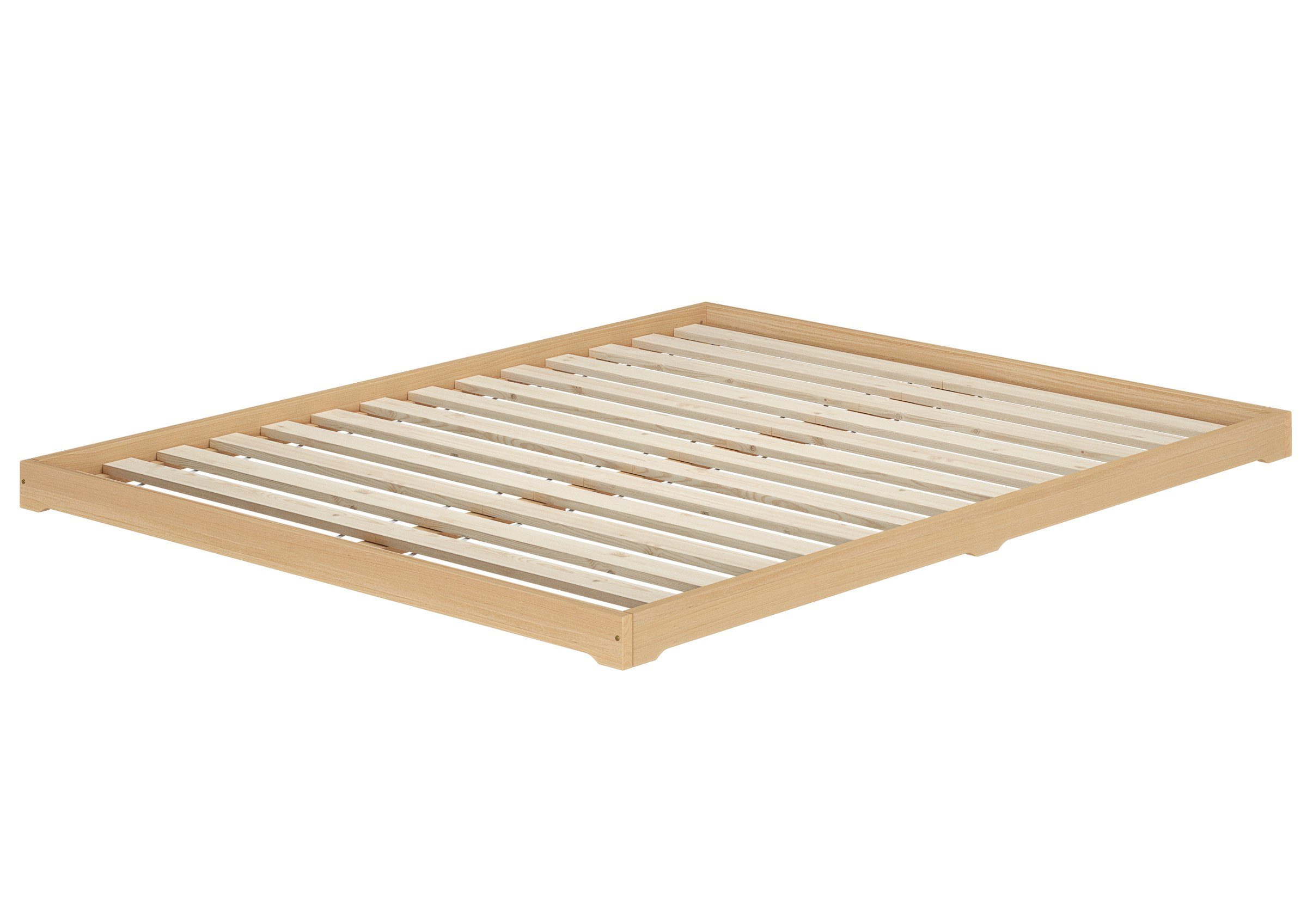 ERST-HOLZ Bett Breites Bodenbett Doppelbett Buche massiv 180x200, Buchefarblos lackiert