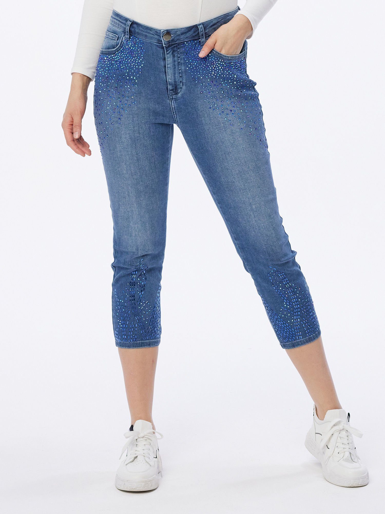 Sarah Kern Skinny-fit-Jeans Röhren-Denim elastisch mit aufwendiger  Veredelung