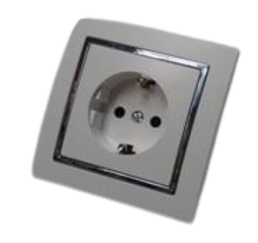 Lichtideen Schalter 5753 Levina S Schuko Steck Dose silberner Rand 16 Ampere (Taster, Schalter, Anennendose, Steckdose mit USB lieferbar)