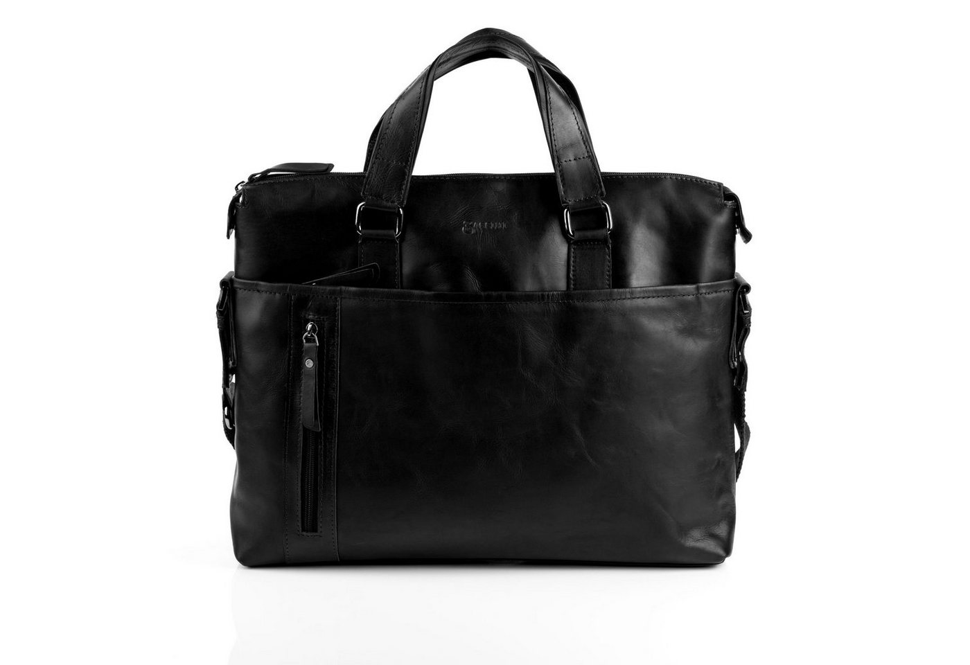 BACCINI Laptoptasche echt Leder Aktentasche 15 Zoll Laptop-Hülle schwarz, Laptoptasche 15,4 Zoll, Aktentasche Echtleder Damen Herren schwarz