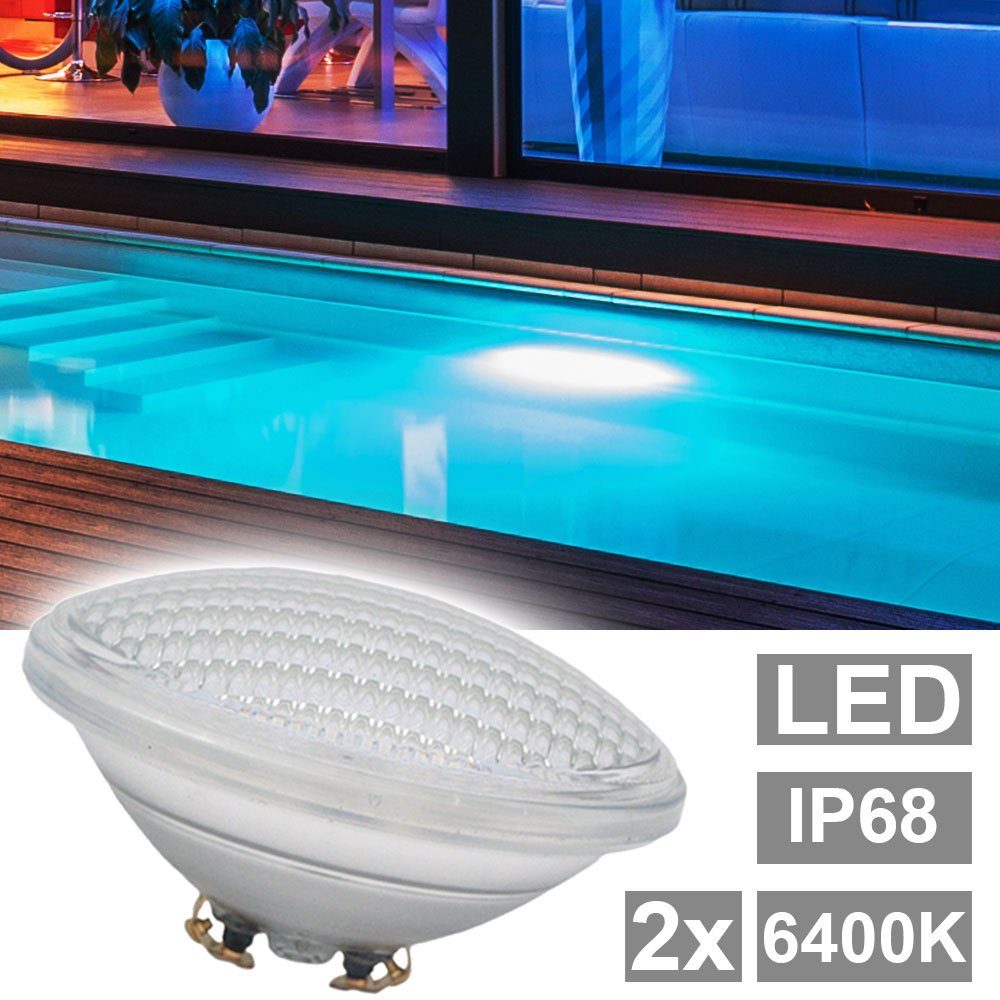 etc-shop LED-Leuchtmittel, 2er Set 8 Watt LED PAR56 Pool Leuchtmittel Lampe Tages Licht