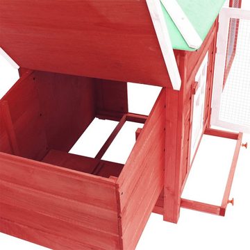 vidaXL Hühnerstall Hühnerstall mit Hühnernest Rot 190x72x102 cm Tanne Massivholz