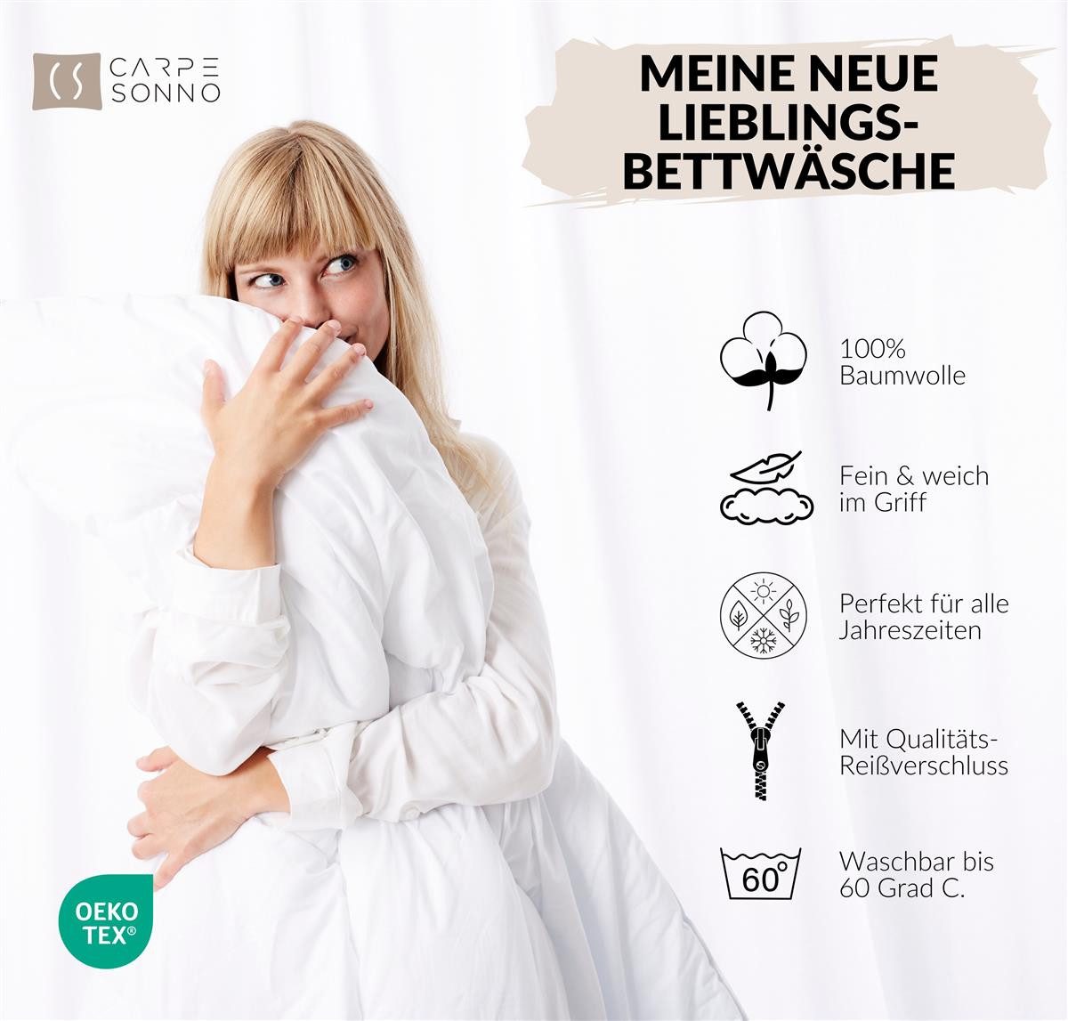 Carpe Sonno Bettwäsche Mako Satin Bettwäsche 135 x 200 155 x 220 Aquarell Baumwolle OEKO-TEX, Mako-Satin, 2 teilig, Makosatin Bettbezug / Reißverschluss / bunt Grün 135x200