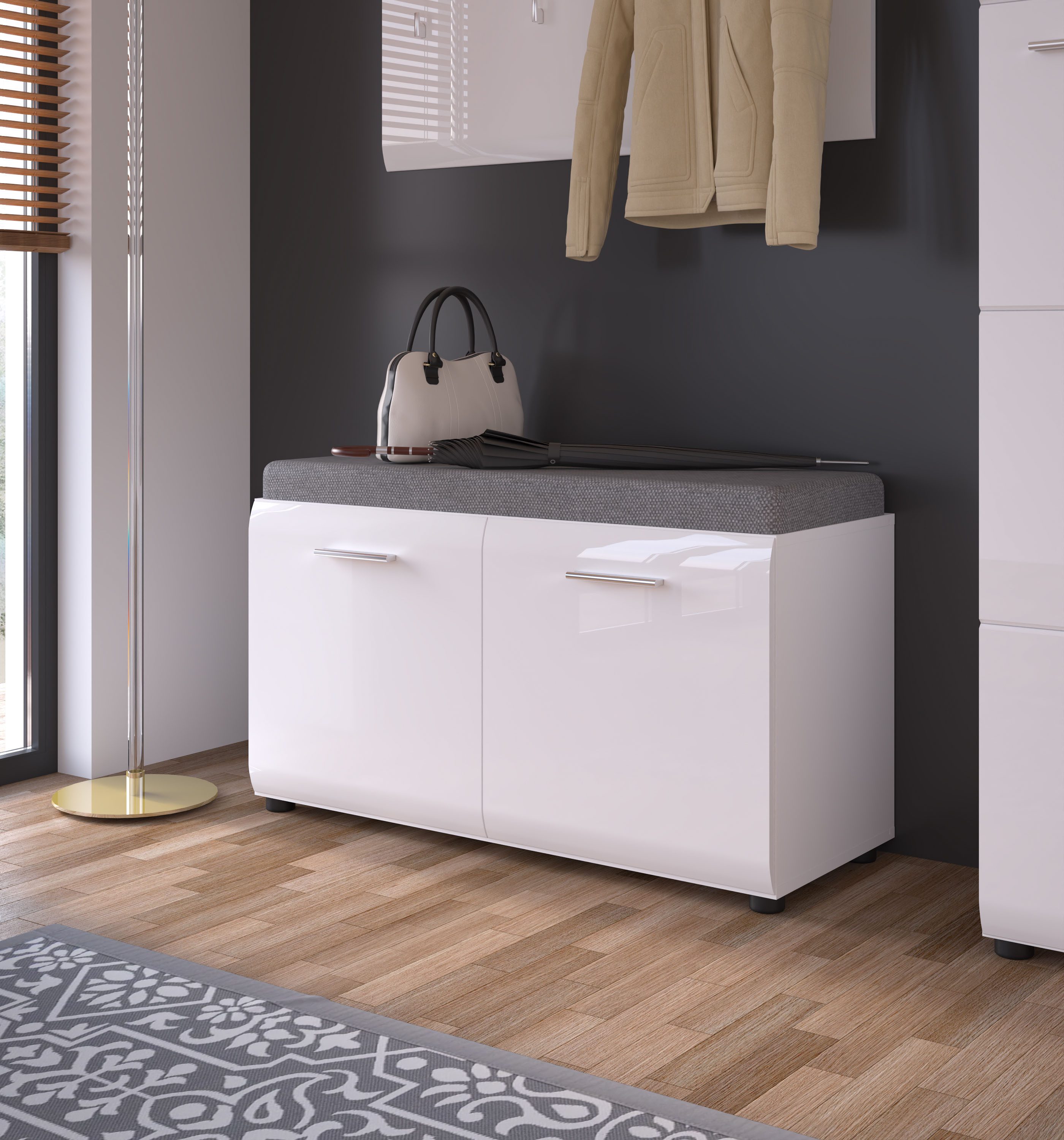 LIVING CHARM Sitzbank Merano, Breite 96 cm, mit Sitzkissen