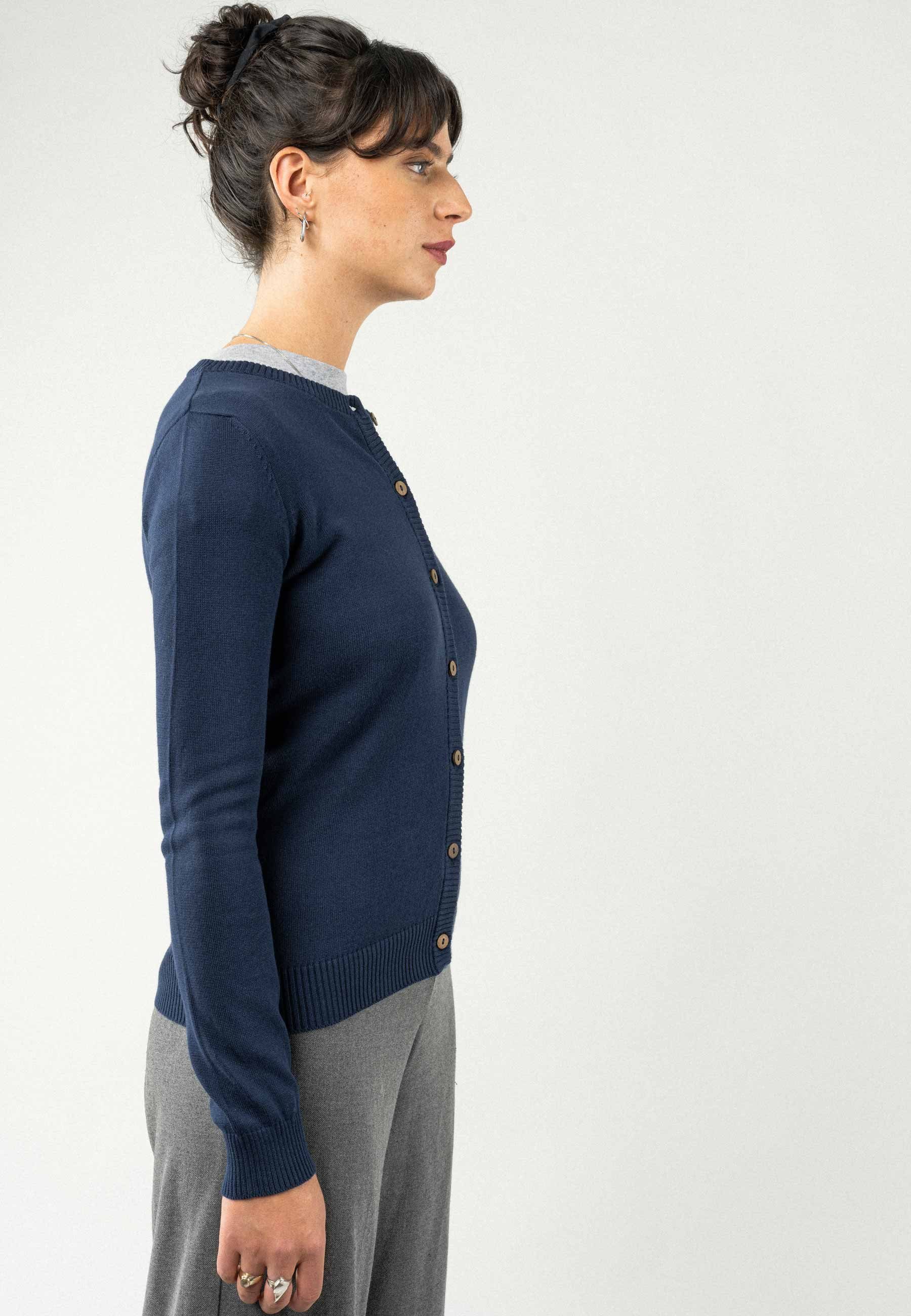 Rippbündchen MELA blau Damen Cardigan Cardigan