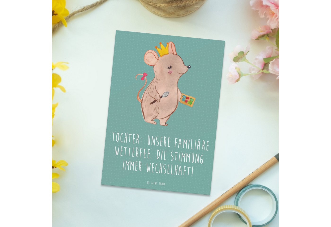 Thumbnail - Mr. & Mrs. Panda Postkarte Tochter Wetterfee - Meeresbrise - Geschenk, Persönlichkeit, Ansichtsk