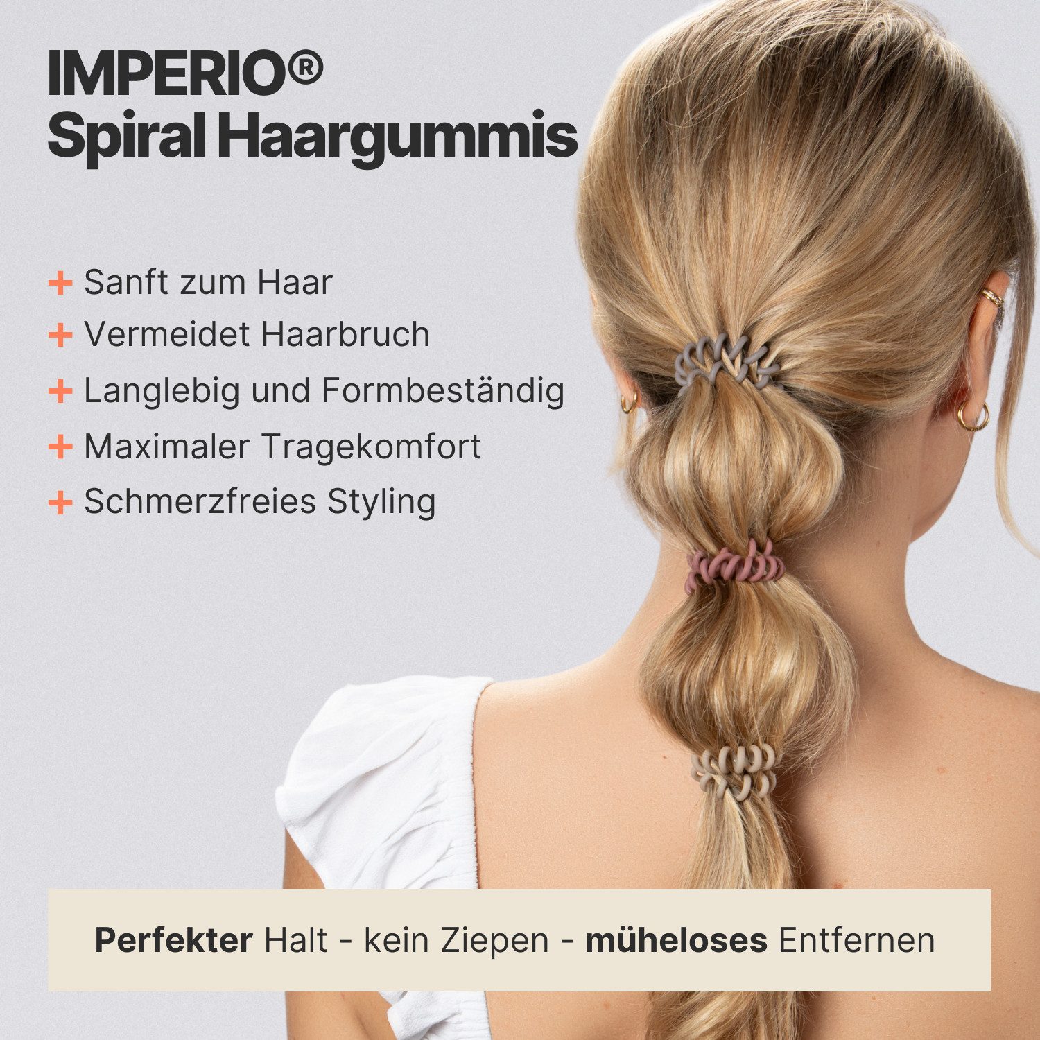 IMPERIO Spiral-Haargummi Schonend zum Haar, weniger Spliss, fester Halt!
