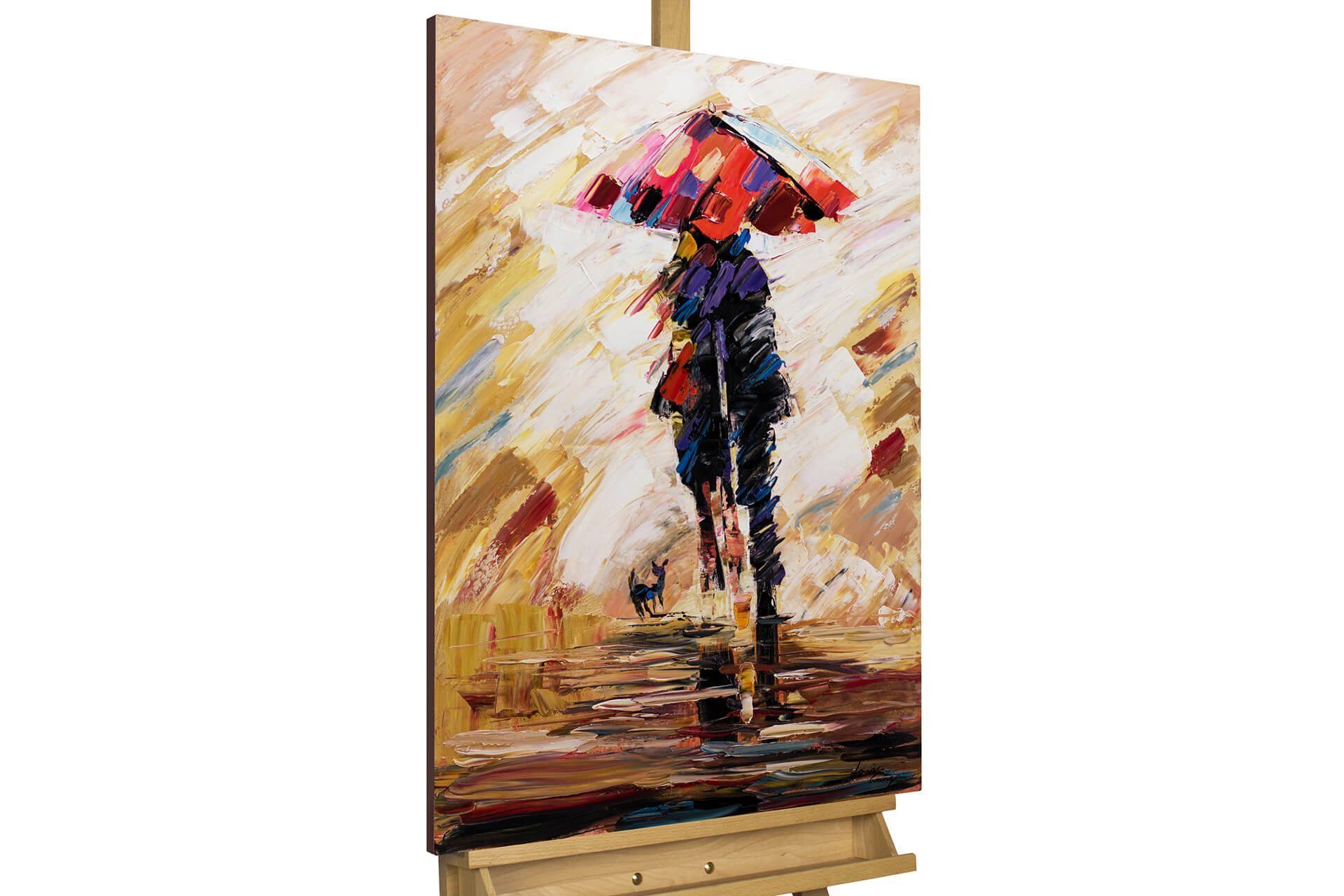 KUNSTLOFT Gemälde Under the Umbrella Wandbild HANDGEMALT Wohnzimmer 100% cm, Leinwandbild 60x90