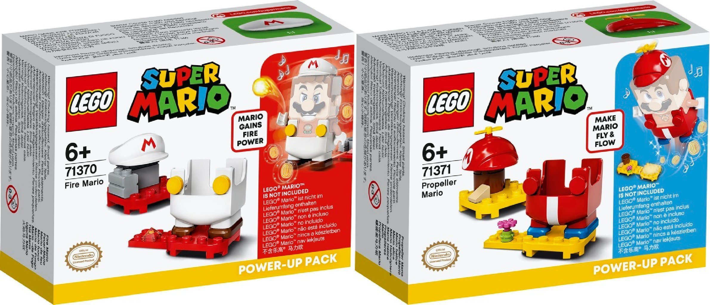 LEGO® Konstruktions-Spielset Super Mario 2er Set: 71370 Feuer-Mario - Anzug  + 7