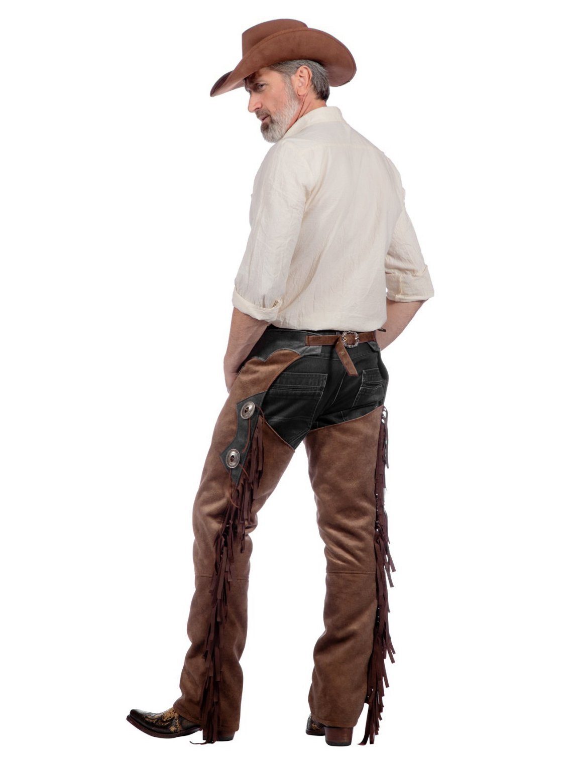 Metamorph Cowboy-Kostüm Westernhemd altweiß - Fasching Karneval Kostüm Hal, Klassisches, cremefarbenes Cowboyhemd