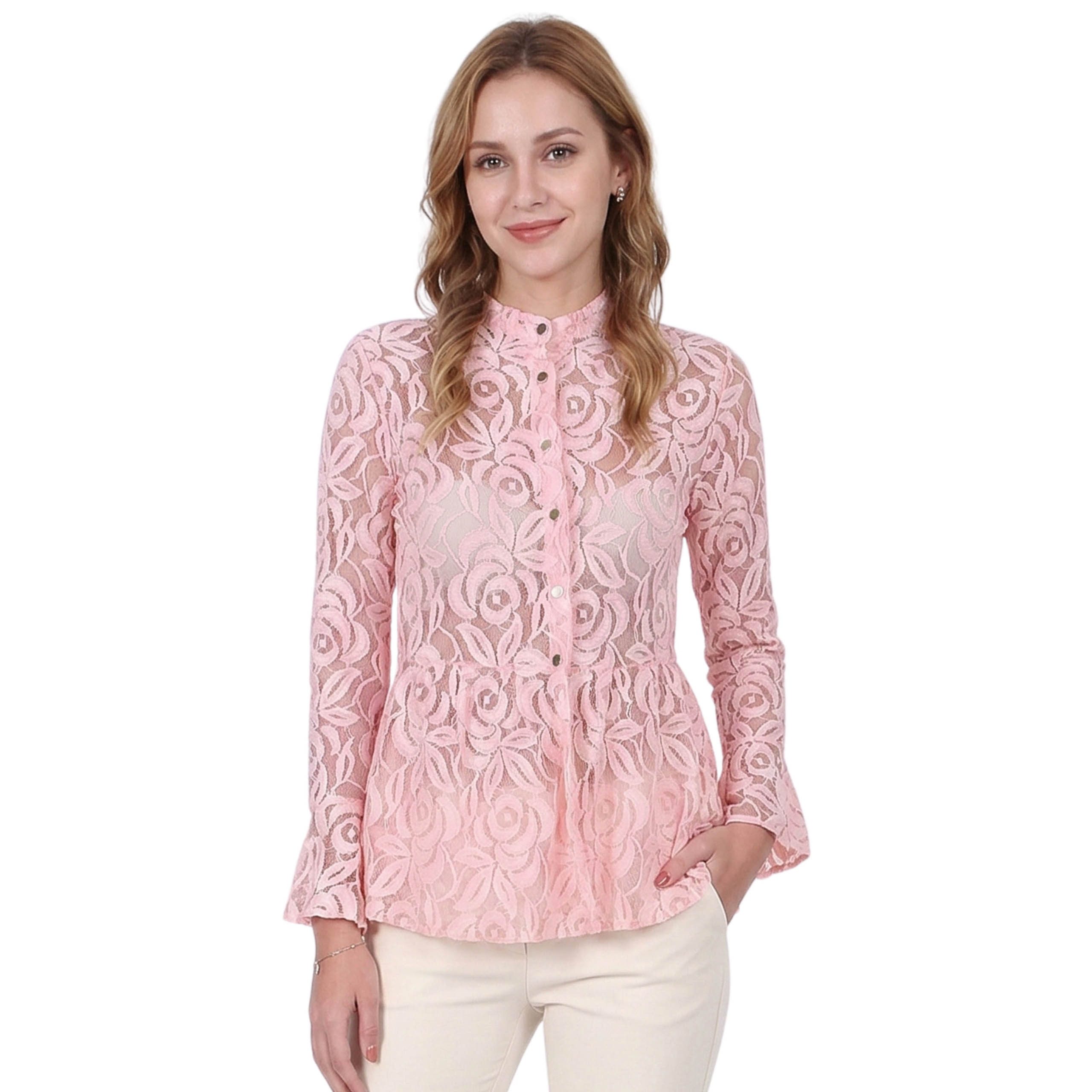 Sarcia.eu Blusentop John Zack Hellpinke Bluse aus Spitze