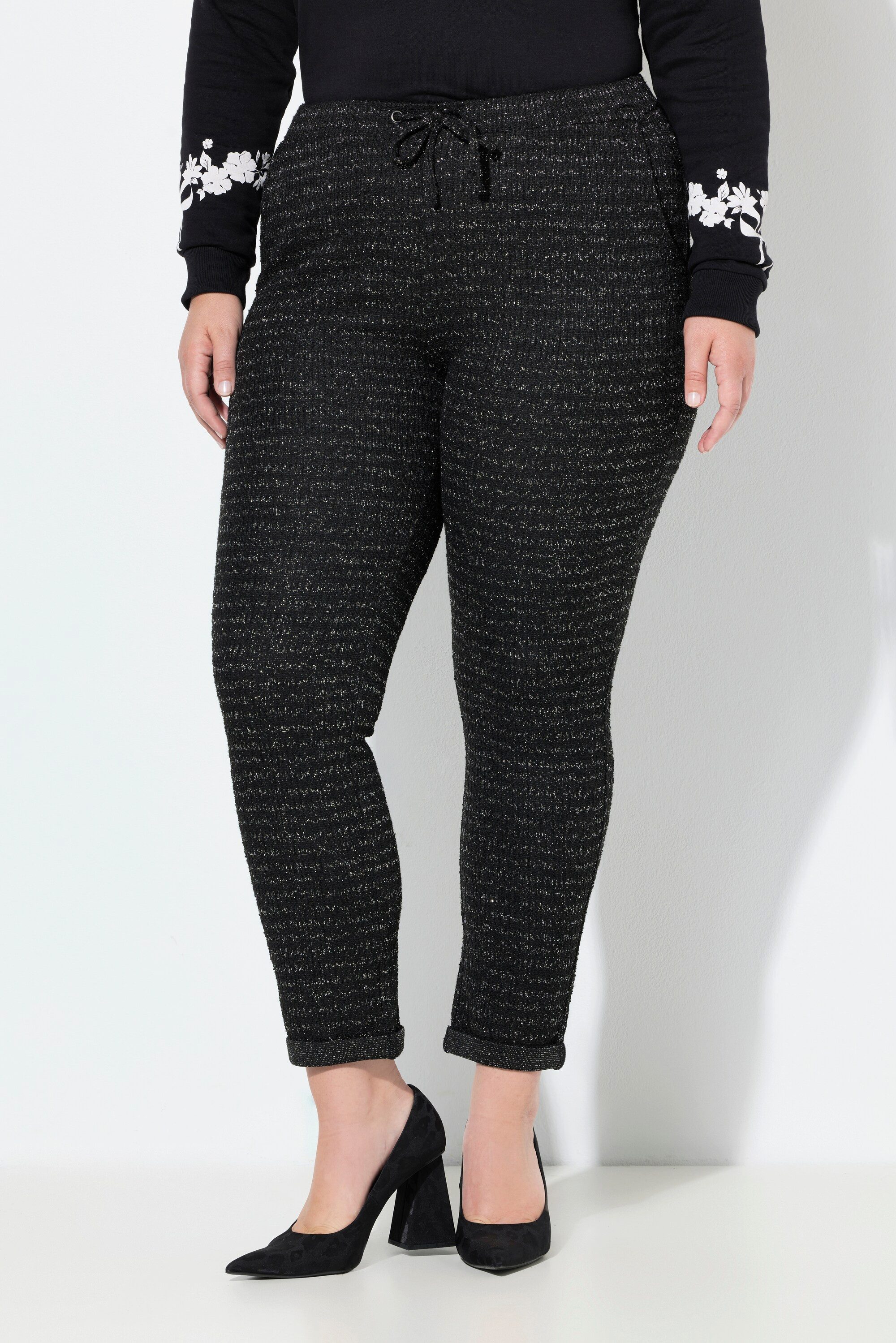 MIAMODA Schlupfhose Hose Tapered Fit Glitzereffekt Elastikbund