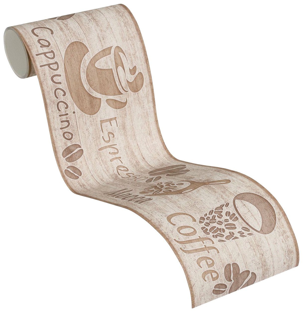 A.S. Création Bordüre Only Borders, glatt, Holz, gestreift, realistisch, Tapete Bordüre einfarbig geometrisch Borte Wohnzimmer modern Design