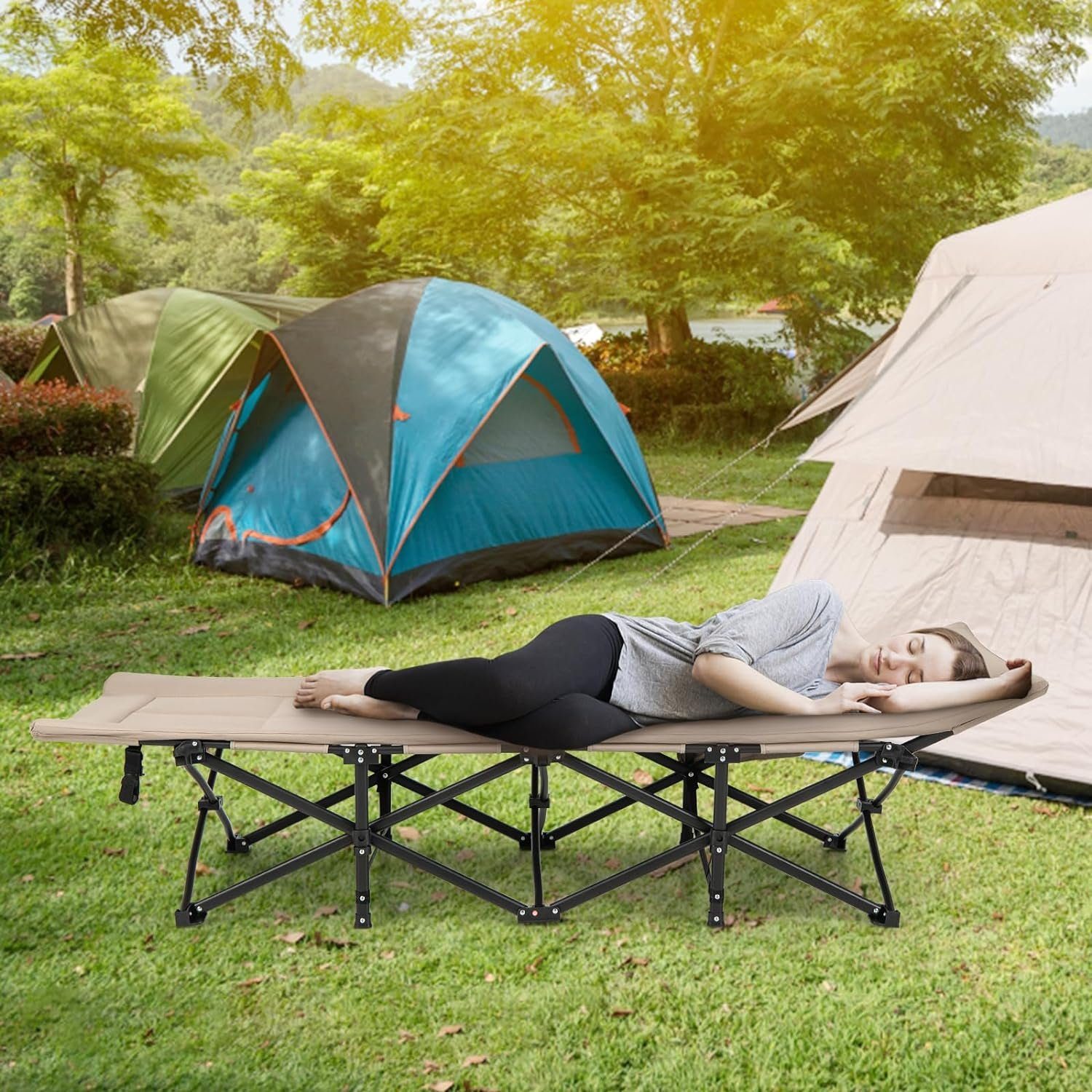 KOMFOTTEU Feldbett Campingbett mit Metallrahmen & günstig online kaufen