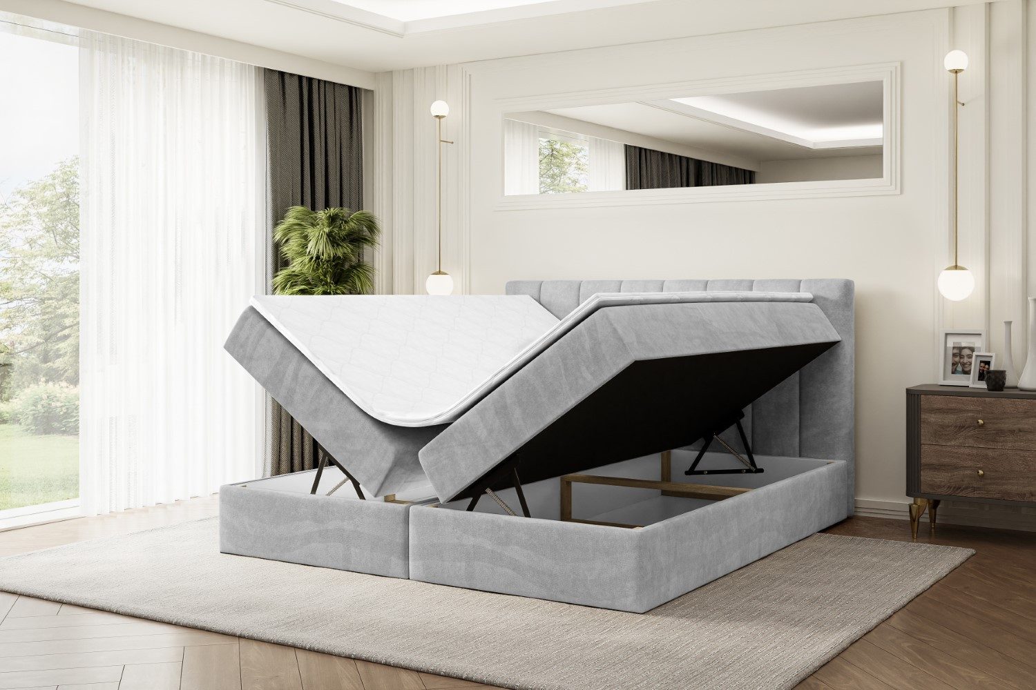 ALTDECOR Boxbett OTTA (Multipocket-Matratze H4, H3 Matratze Bonellfederung, Topper, Kopfteil)