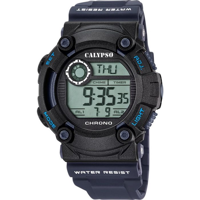 CALYPSO WATCHES Digitaluhr Calypso Herren Uhr K5694/5 Kunststoff PUR (Armbanduhr) Herren Armbanduhr rund PURarmband blau Sport