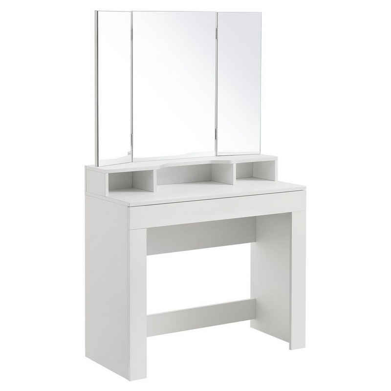 Juskys Schminktisch »Marla«, 90x42x157 cm, klappbarer Spiegel, große Schublade & Ablagefächer
