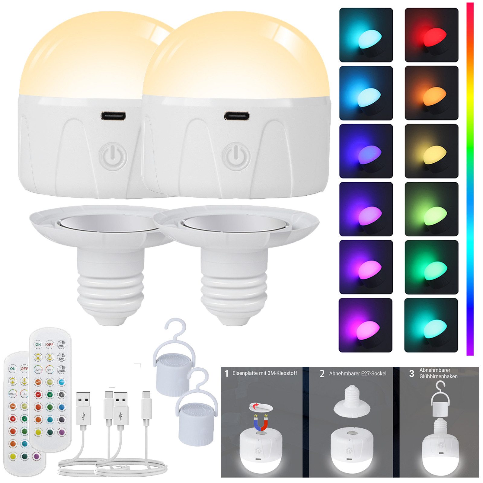Jibenhome LED Nachtlicht E27 Leuchtmittel Timer, RGB Glühbirnen Dimmbar, US günstig online kaufen
