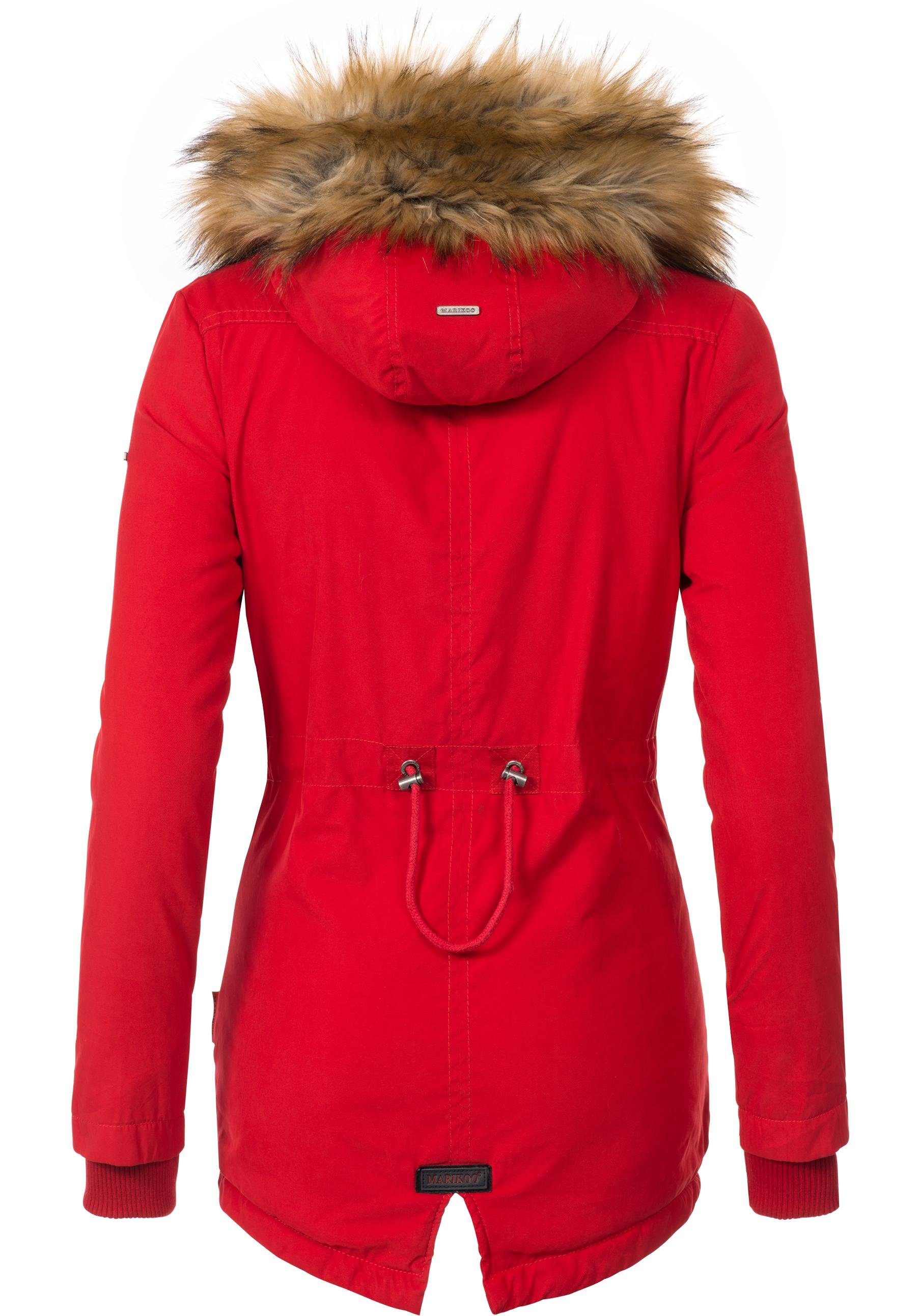 Marikoo Wintermantel Akira edler Winterparka mit Kunstfellkapuze