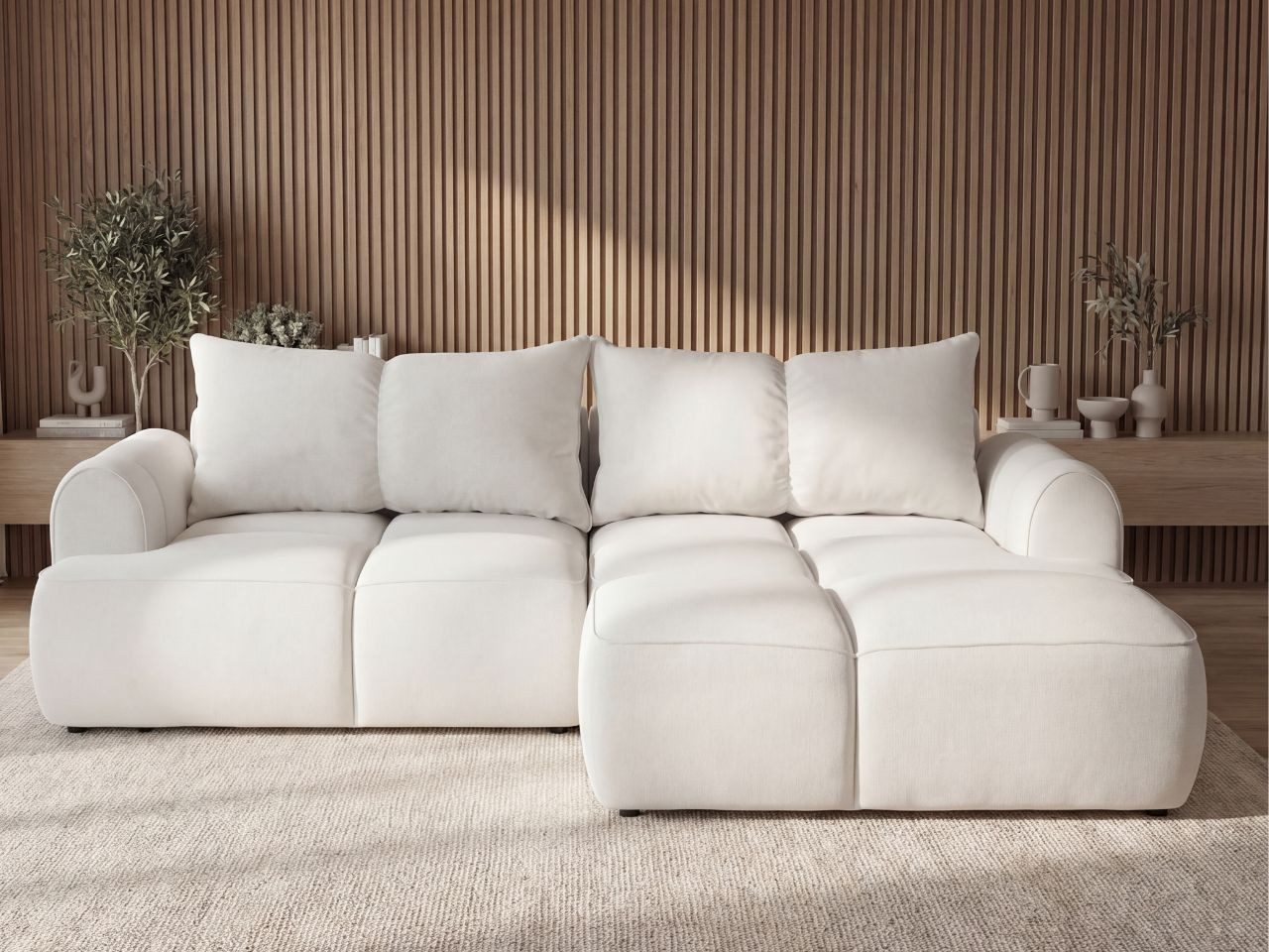 GrainGold Ecksofa L-Form Boono L, Set, Schlaffunktion, Wellenfedern, DL-Mechanismus, T30-Schaum, Bettkasten