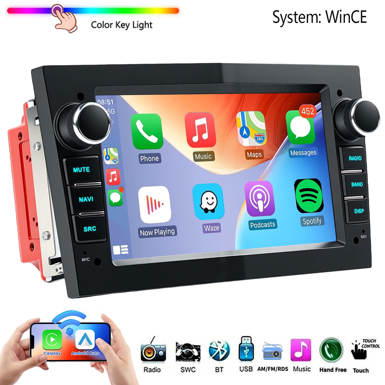 ESSGOO 7'' Android 15 Autoradio für Opel Astra H/Corsa C/D/Vectra C/Zafira h Autoradio (RDS, 4+64GB(optional), DAB (optional), FM, DAB+ (optional), SWC, Apple Carplay Android Auto GPS Navi WIFI BT EQ)