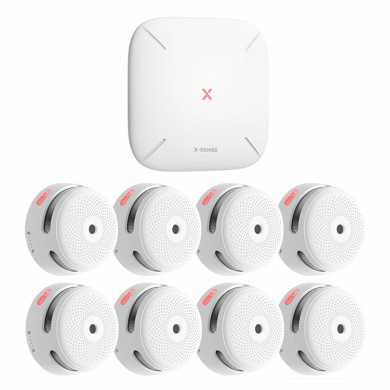 X-SENSE FS61 RF-Rauchmelder-Set mit Basisstation SBS50 und 8x XS01-M Rauchmelder (Vernetztes Rauchwarnsystem, App-Benachrichtigungen)