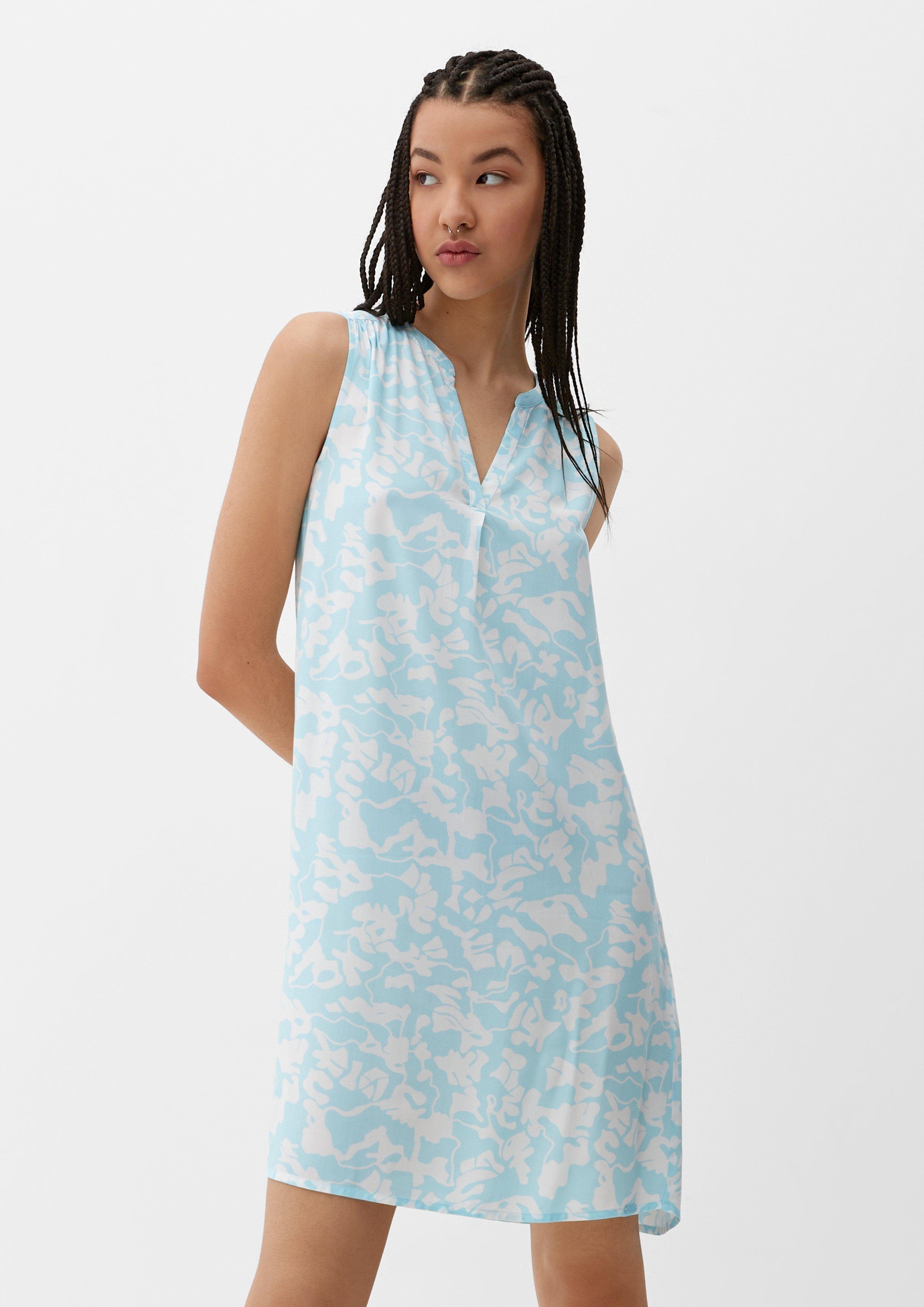 QS Minikleid Viskosekleid mit Raffung Raffung pastelltürkis | Kleider