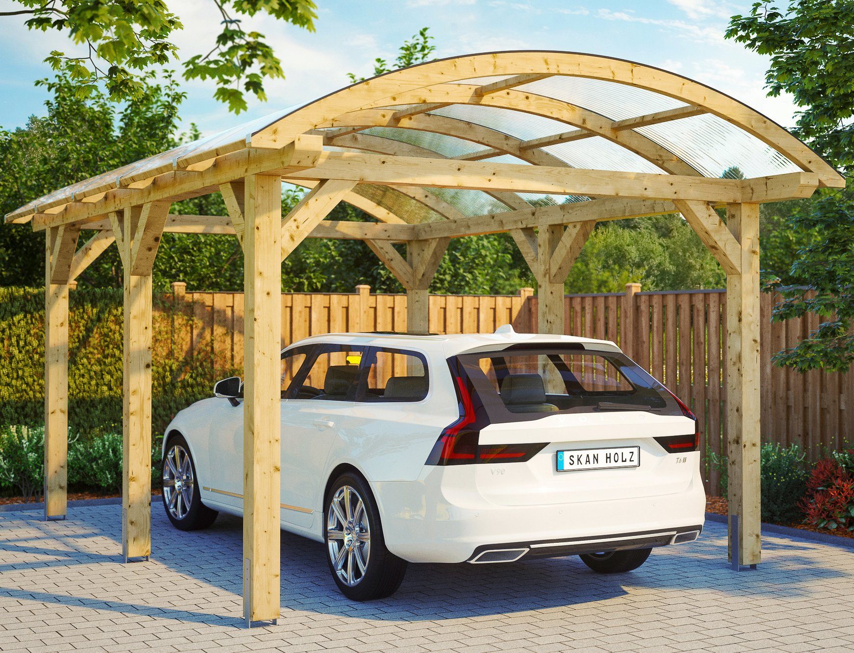 Skanholz Einzelcarport Franken, BxT: 376x541 cm, 220 cm Einfahrtshöhe