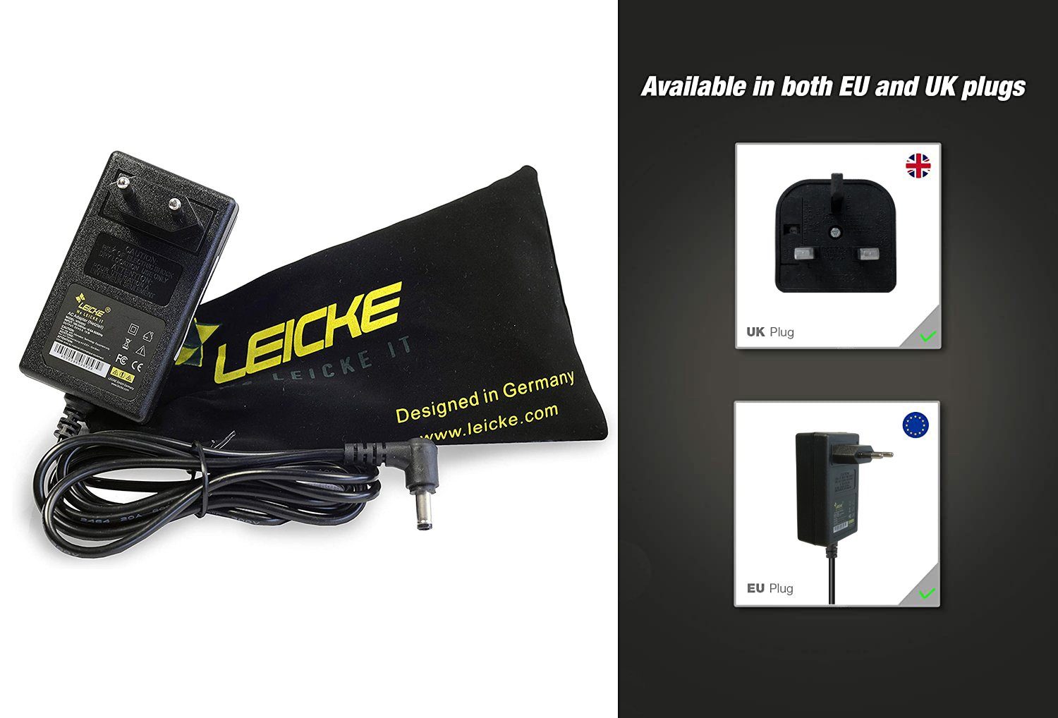 Leicke Netzteil 5V 3A Ladegerät 15W fürDVD/Blu Ray Laufwerke Festplatten Akku Netzteil (besonders leicht, Kurzschluss-, Überspannungs- und Überhitzungsschutz)