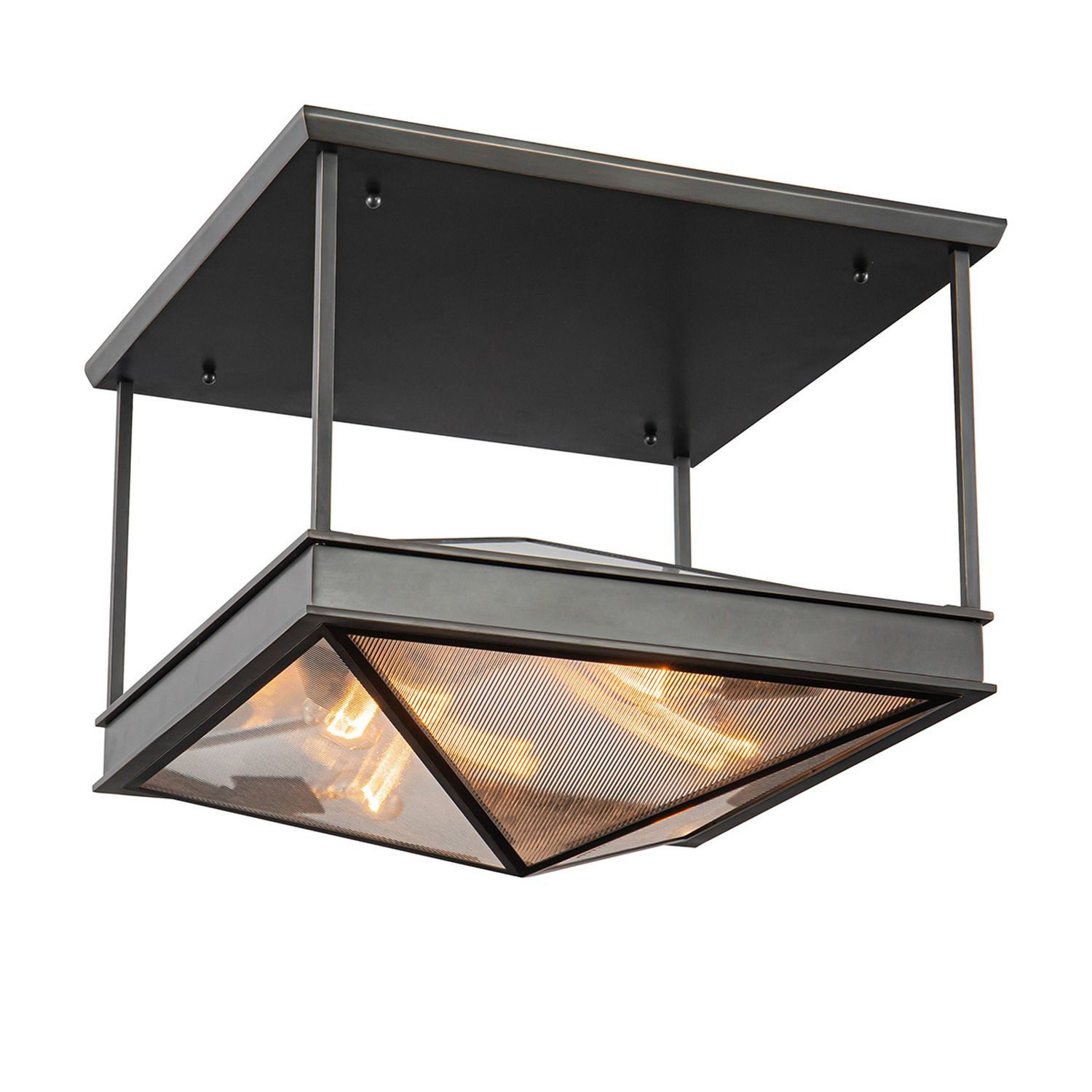 Licht-Erlebnisse Deckenleuchte ALVIAN, ohne Leuchtmittel, 48.3 cm breit in Bronze Antik 4-flammig E27 Glas Metall Art Déco