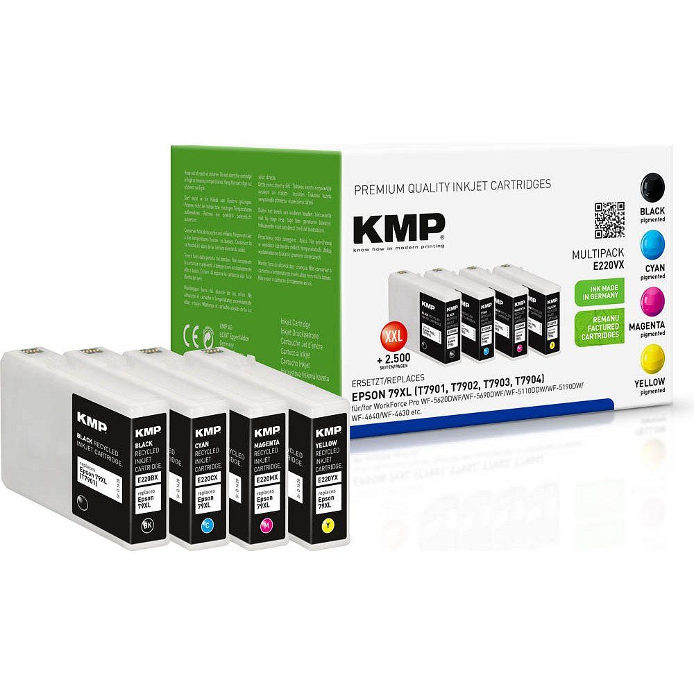 KMP 1 Tinten-Multipack E220VX ERSETZT Epson 79XL BK/C/M/Y Tintenpatrone (4 Farben) schwarz, cyan, magenta, gelb